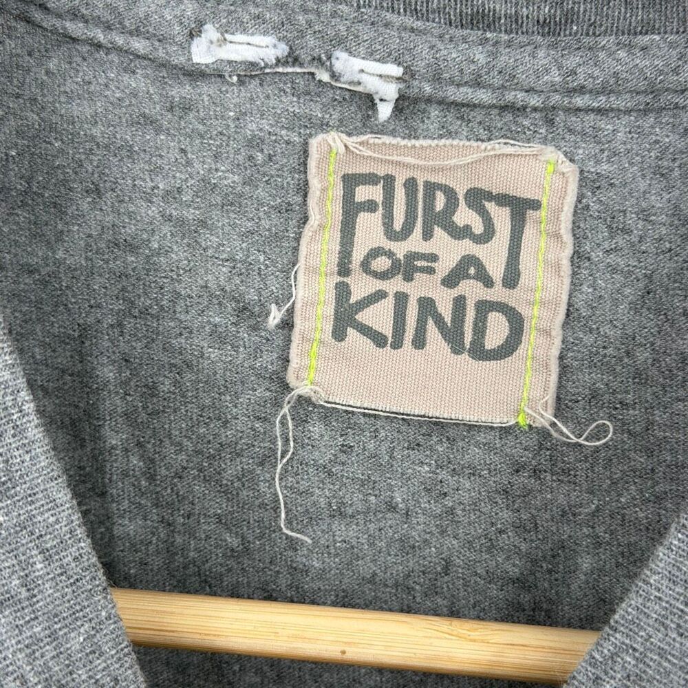 Furst of a Kind Coors Light Upcycled Cropped T-Shirt Gray Neon Zip Detail One Si - Picture 2 of 5